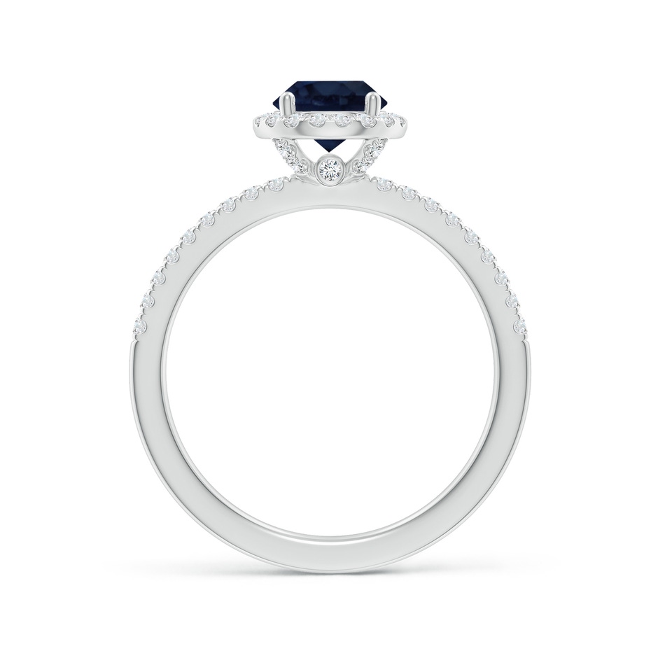 6mm A Round Blue Sapphire Classic Halo Engagement Ring in White Gold side 199