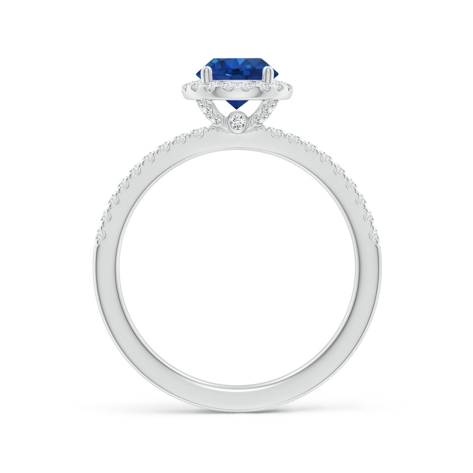 6mm AAA Round Blue Sapphire Classic Halo Engagement Ring in White Gold side 199