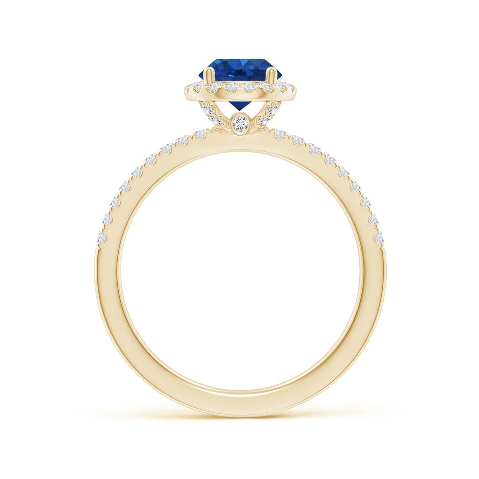 6mm AAA Round Blue Sapphire Classic Halo Engagement Ring in Yellow Gold side 199