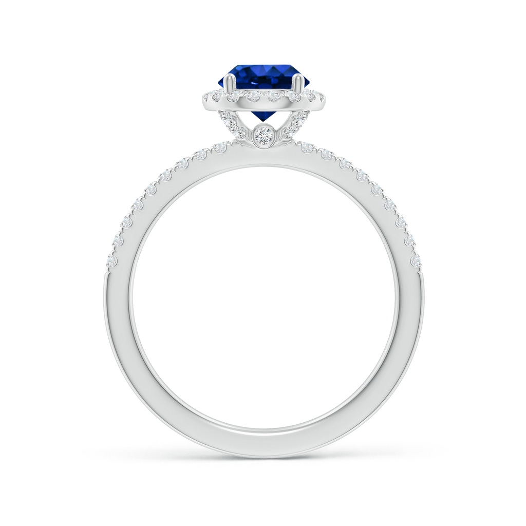6mm Lab-Grown Round Blue Sapphire Classic Halo Engagement Ring in White Gold - side 199