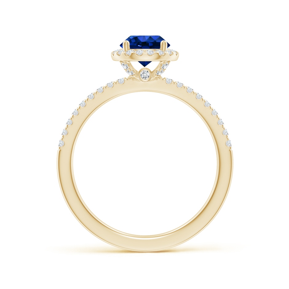 6mm AAAA Round Blue Sapphire Classic Halo Engagement Ring in Yellow Gold side 199