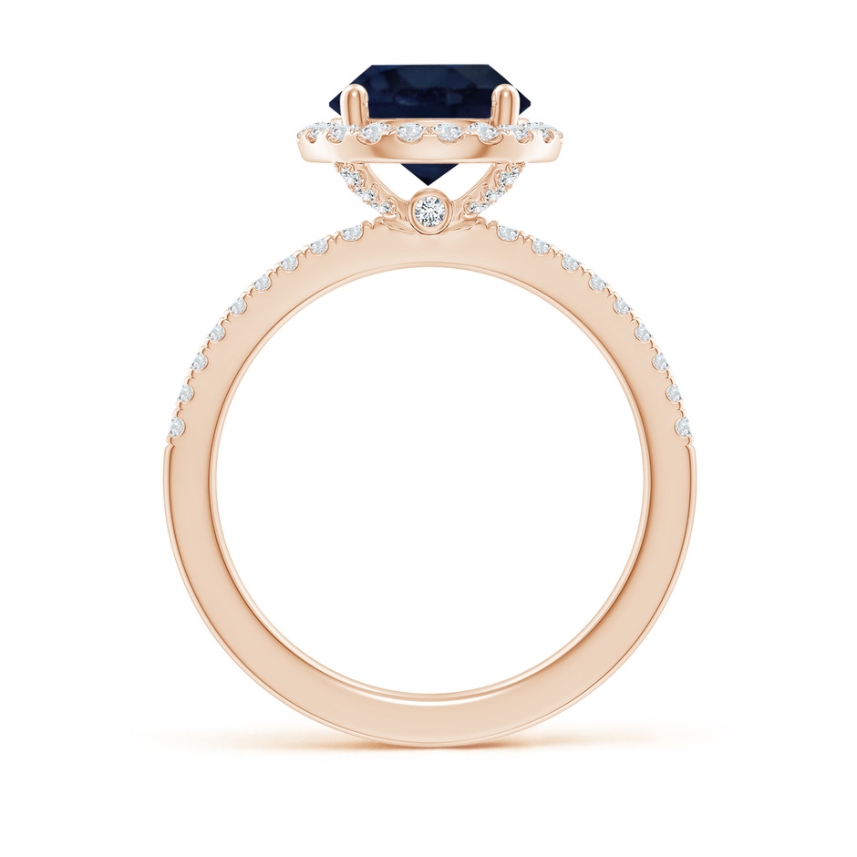 8mm A Round Blue Sapphire Classic Halo Engagement Ring in Rose Gold side 199