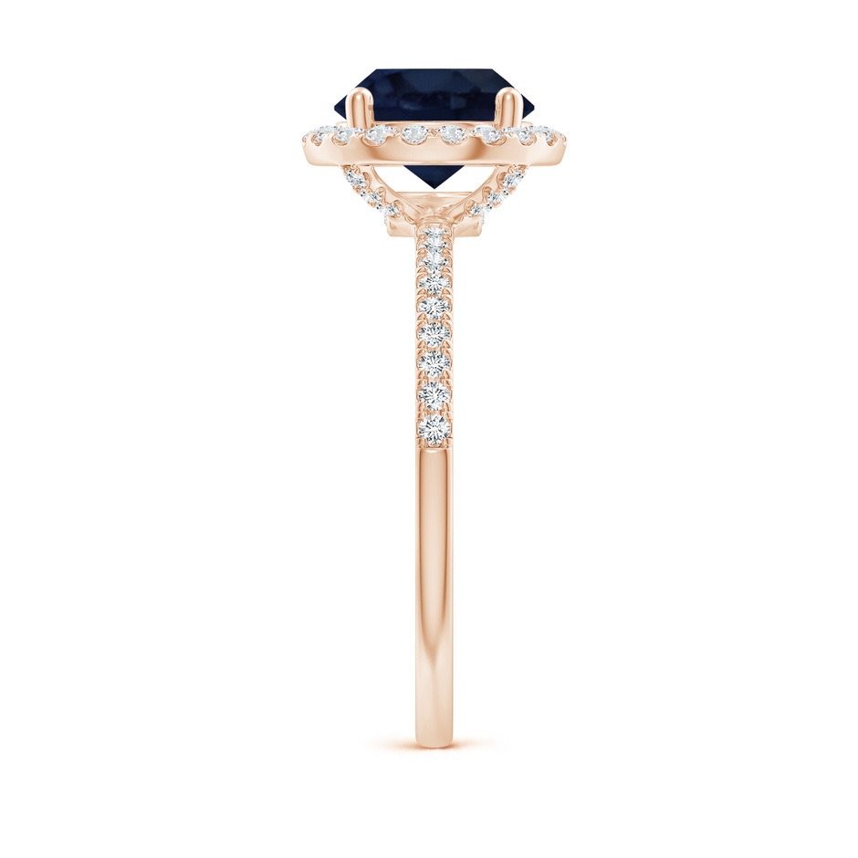 8mm A Round Blue Sapphire Classic Halo Engagement Ring in Rose Gold side 299
