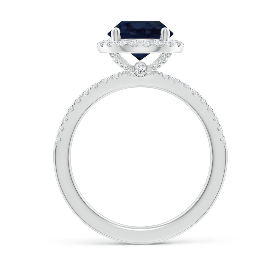 8mm A Round Blue Sapphire Classic Halo Engagement Ring in White Gold side 199