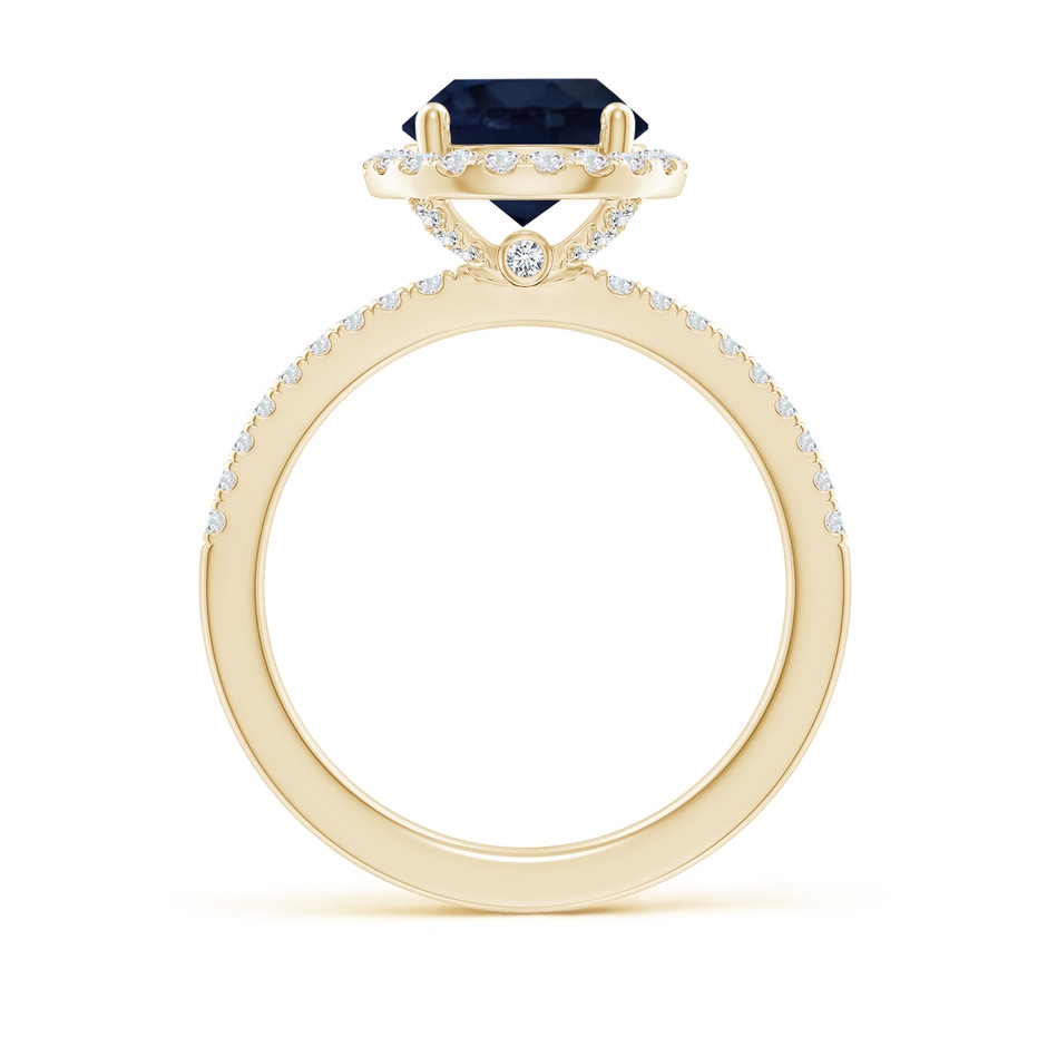 8mm A Round Blue Sapphire Classic Halo Engagement Ring in Yellow Gold side 199