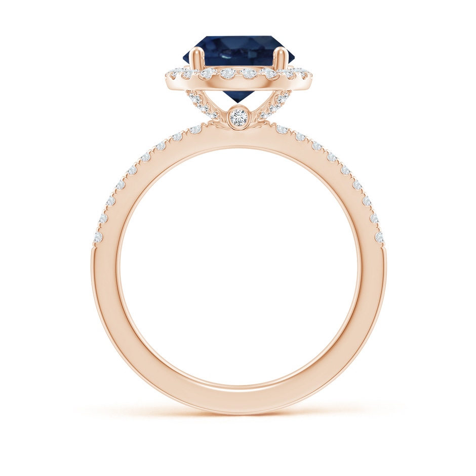 8mm AA Round Blue Sapphire Classic Halo Engagement Ring in Rose Gold side 199