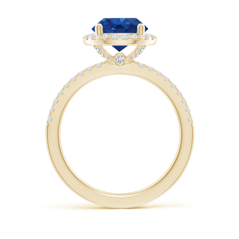 8mm AAA Round Blue Sapphire Classic Halo Engagement Ring in Yellow Gold side 199
