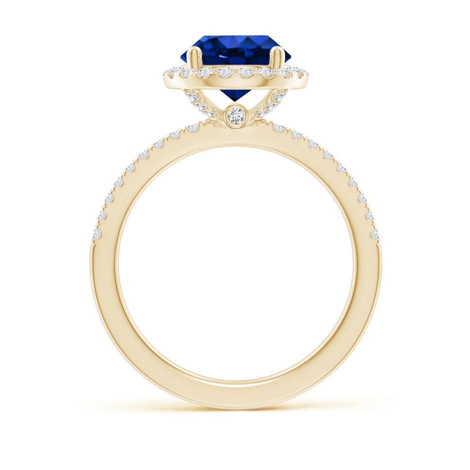 8mm Lab-Grown Round Blue Sapphire Classic Halo Engagement Ring in Yellow Gold side 199
