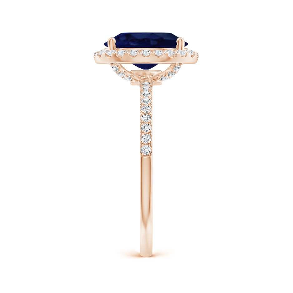 10x8mm A Oval Blue Sapphire Classic Halo Engagement Ring in 18K Rose Gold side 299