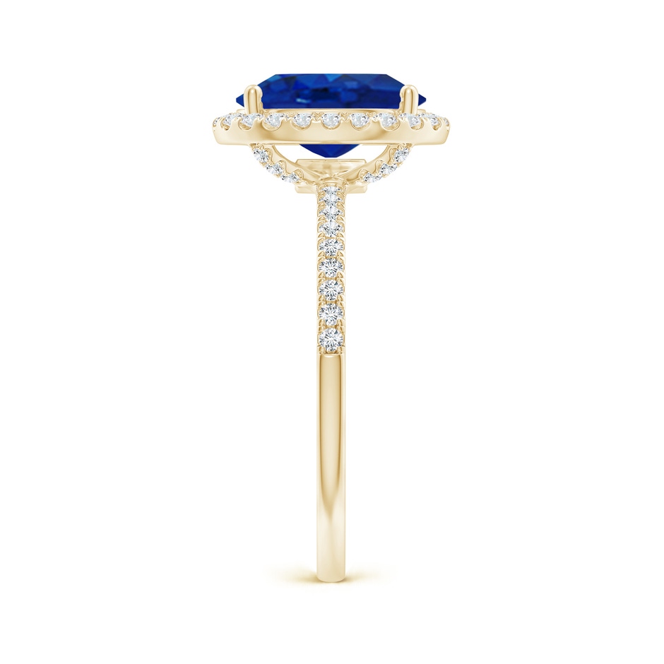 10x8mm AAA Oval Blue Sapphire Classic Halo Engagement Ring in Yellow Gold side 299