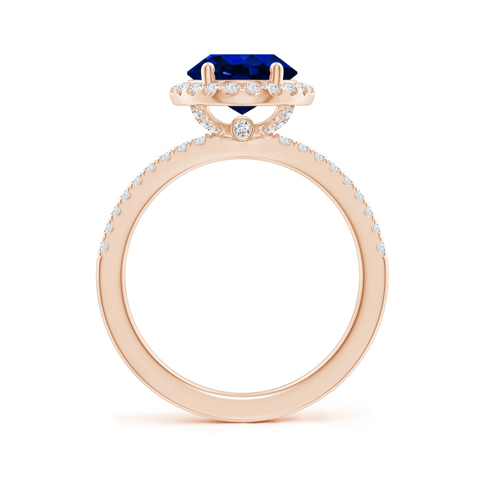 10x8mm Lab-Grown Oval Blue Sapphire Classic Halo Engagement Ring in 18K Rose Gold side 199