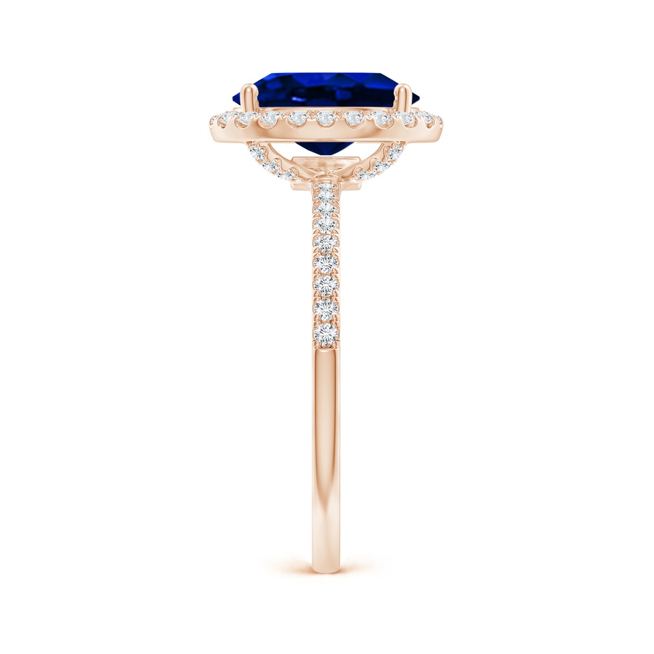 10x8mm Lab-Grown Oval Blue Sapphire Classic Halo Engagement Ring in 18K Rose Gold side 299