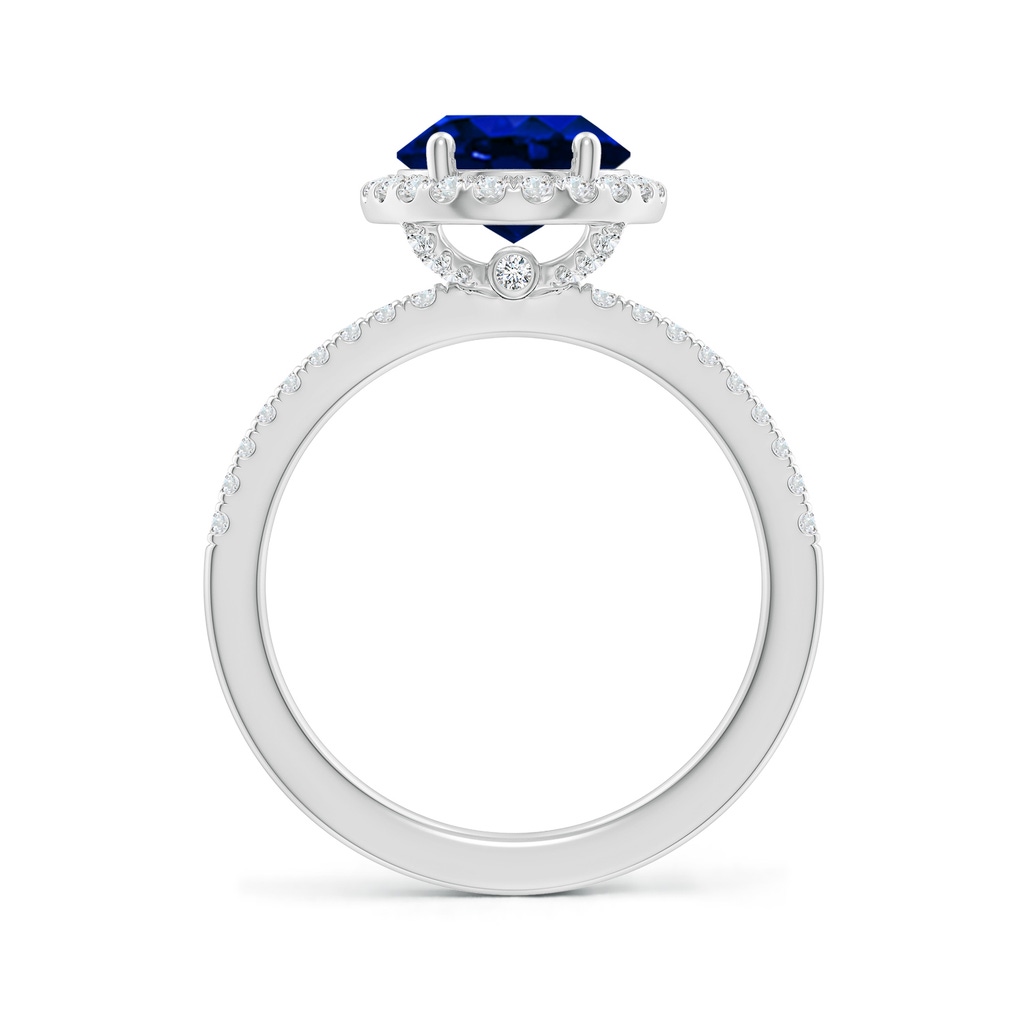 10x8mm Lab-Grown Oval Blue Sapphire Classic Halo Engagement Ring in P950 Platinum - side 199
