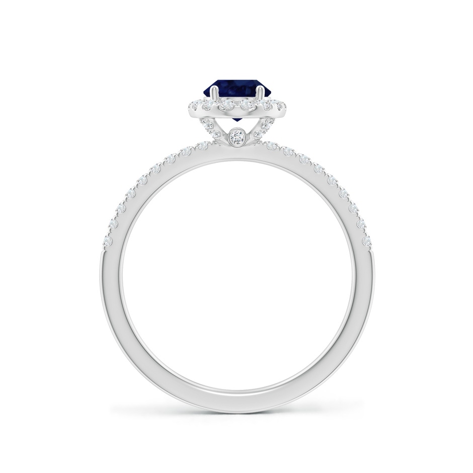 7x5mm A Oval Blue Sapphire Classic Halo Engagement Ring in White Gold side 199