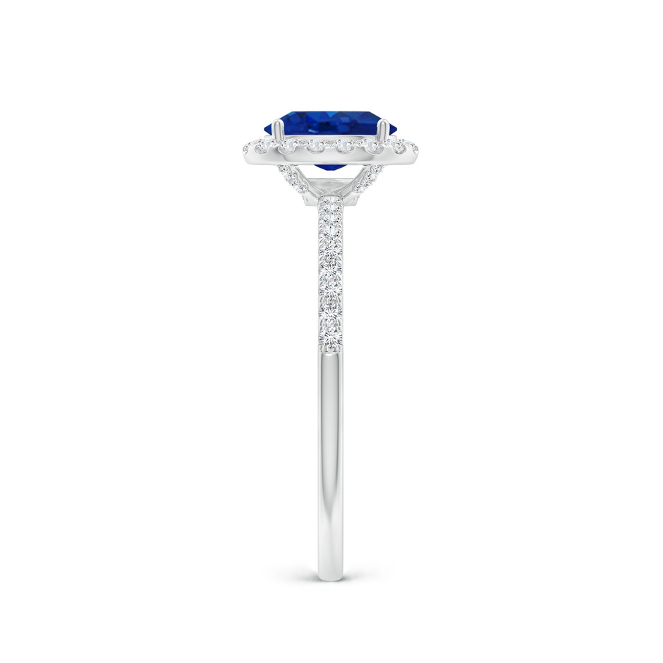 7x5mm AAA Oval Blue Sapphire Classic Halo Engagement Ring in 18K White Gold side 299