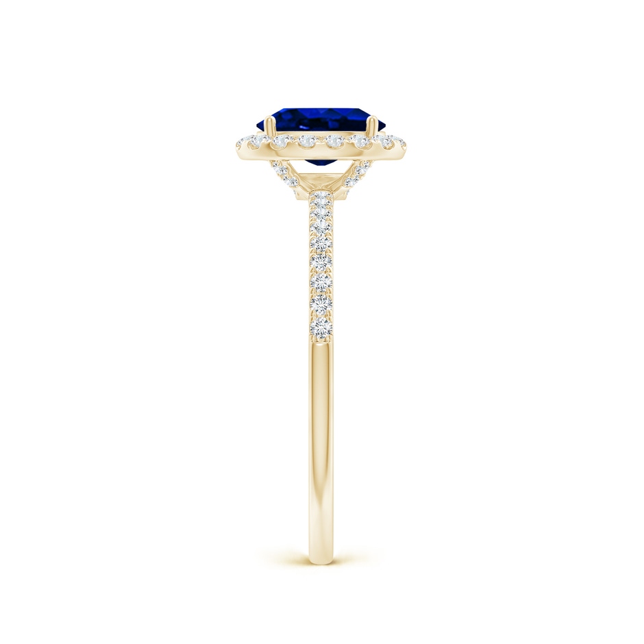 7x5mm AAAA Oval Blue Sapphire Classic Halo Engagement Ring in 9K Yellow Gold side 299