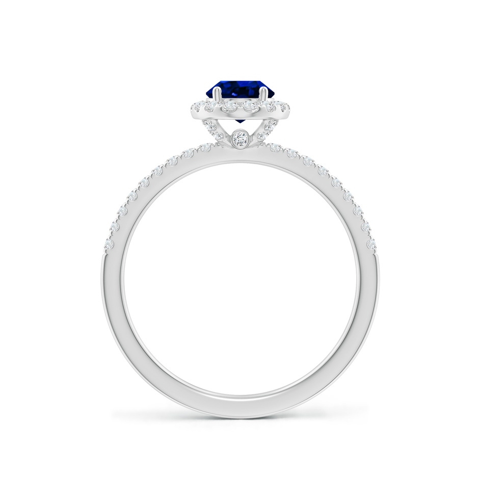 7x5mm AAAA Oval Blue Sapphire Classic Halo Engagement Ring in P950 Platinum side 199