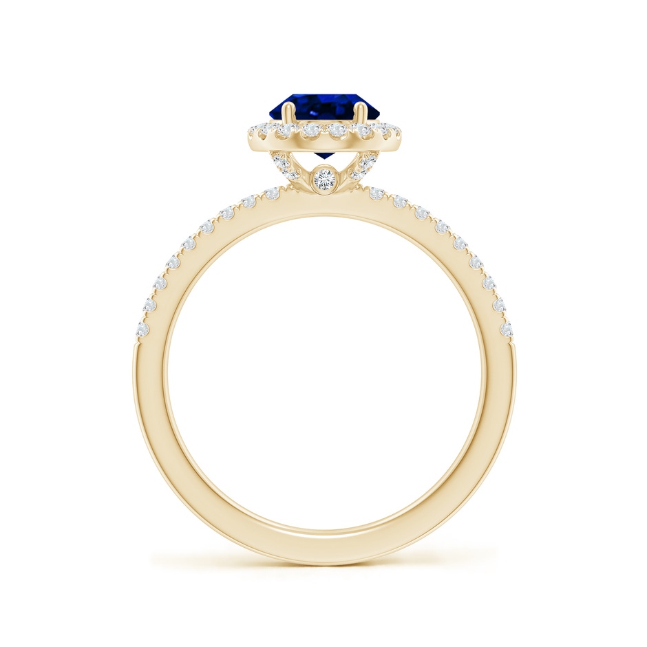 8x6mm AAAA Oval Blue Sapphire Classic Halo Engagement Ring in Yellow Gold side 199