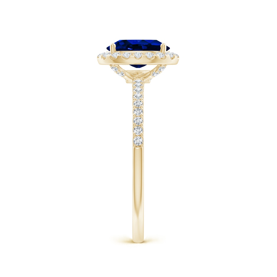 8x6mm AAAA Oval Blue Sapphire Classic Halo Engagement Ring in Yellow Gold side 299