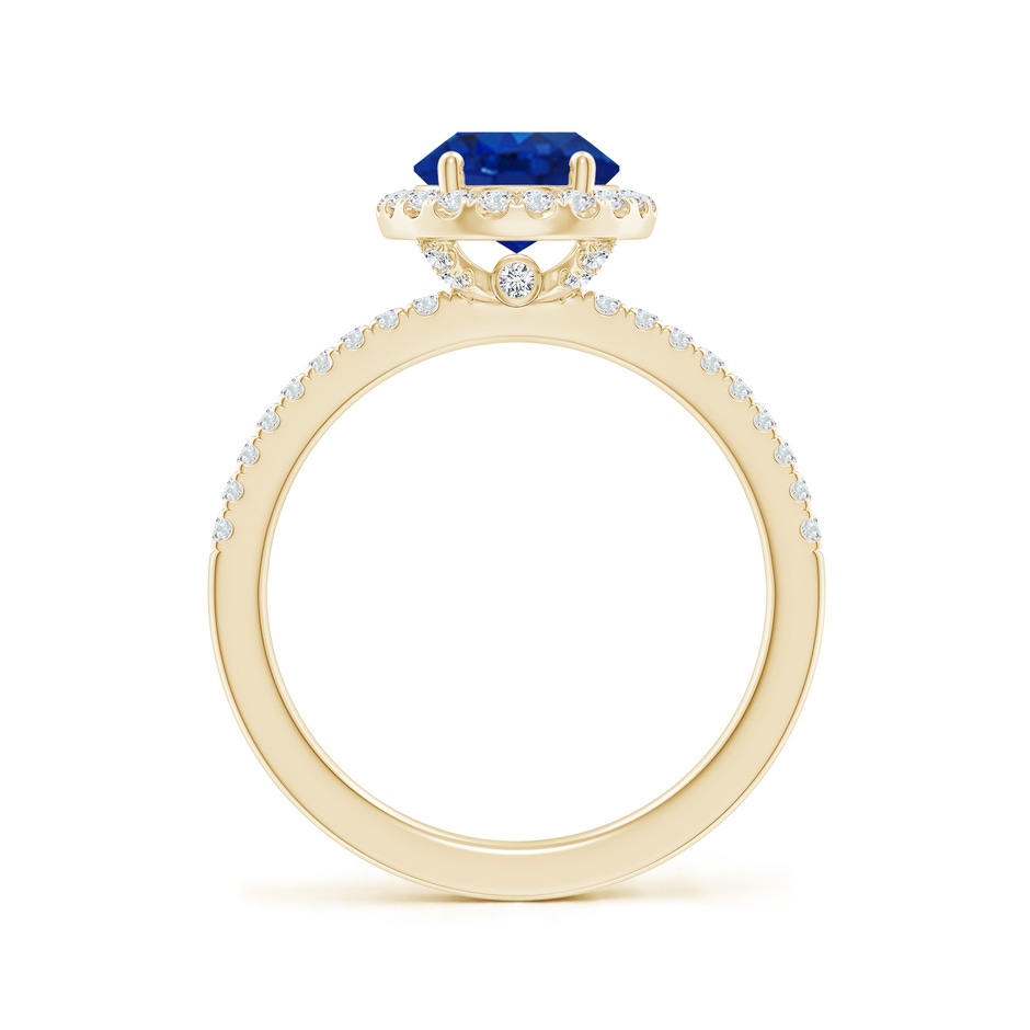 9x7mm AAA Oval Blue Sapphire Classic Halo Engagement Ring in Yellow Gold side 199