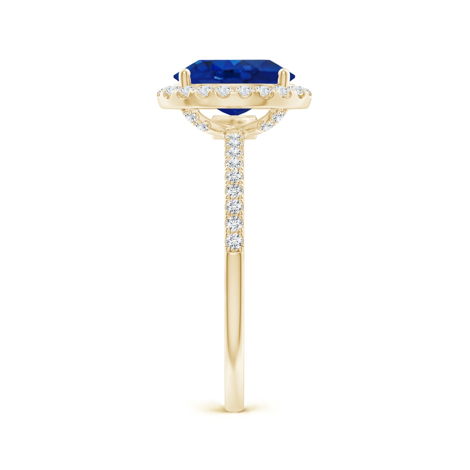 9x7mm AAA Oval Blue Sapphire Classic Halo Engagement Ring in Yellow Gold side 299