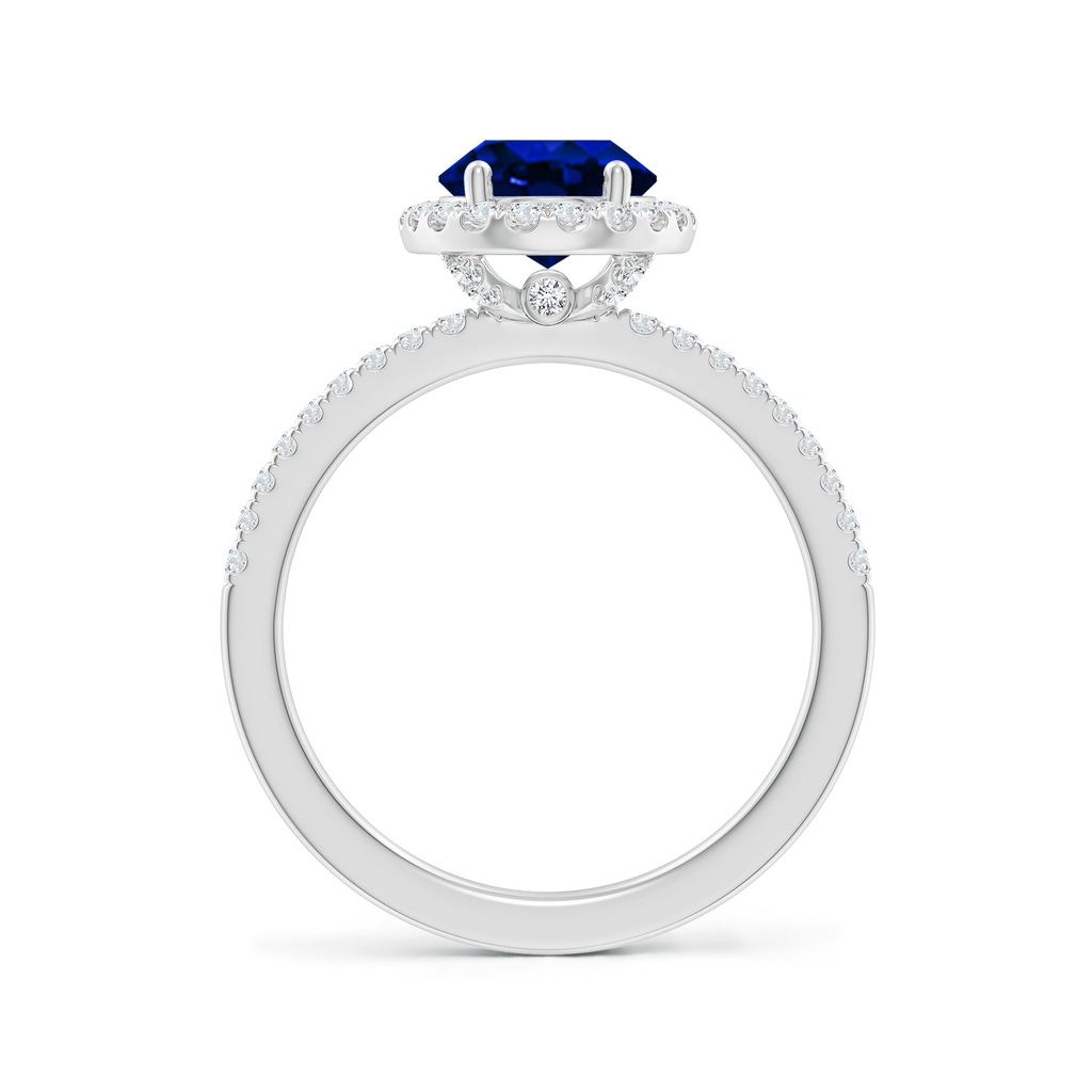 9x7mm Lab-Grown Oval Blue Sapphire Classic Halo Engagement Ring in White Gold - side 199