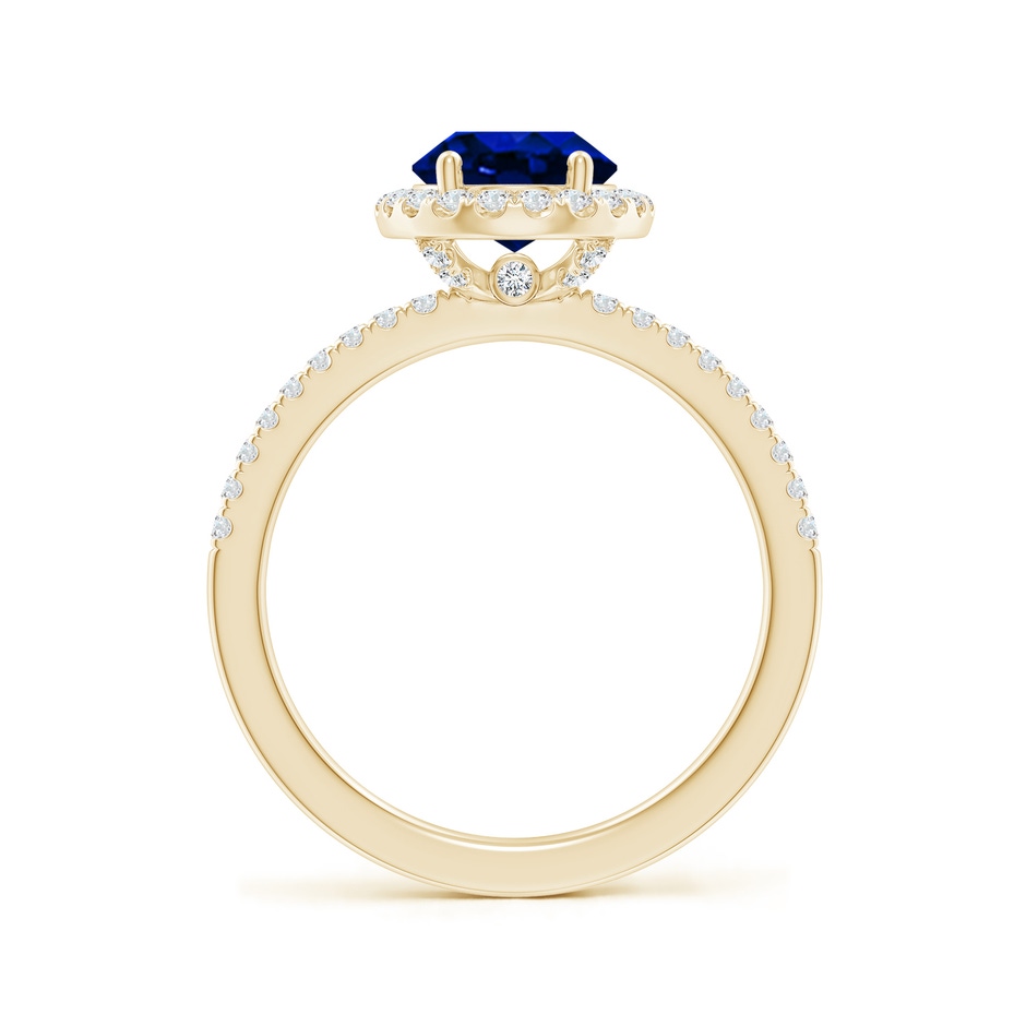 9x7mm AAAA Oval Blue Sapphire Classic Halo Engagement Ring in Yellow Gold side 199