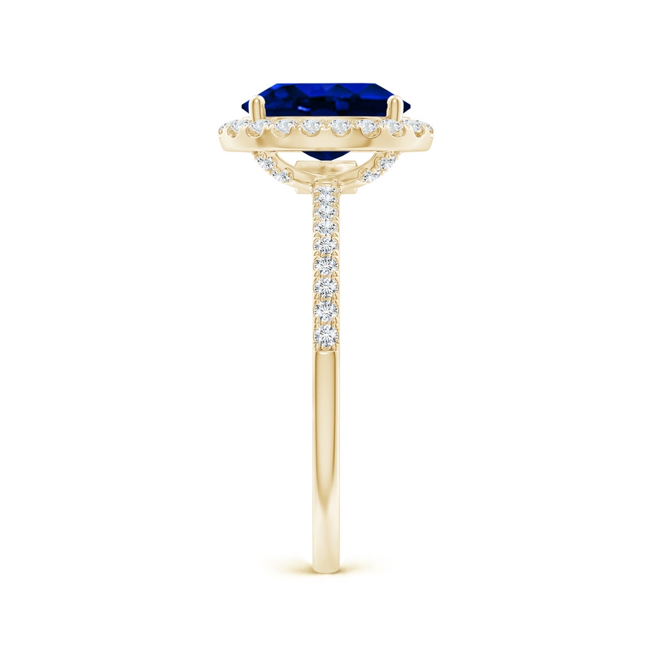 9x7mm AAAA Oval Blue Sapphire Classic Halo Engagement Ring in Yellow Gold side 299