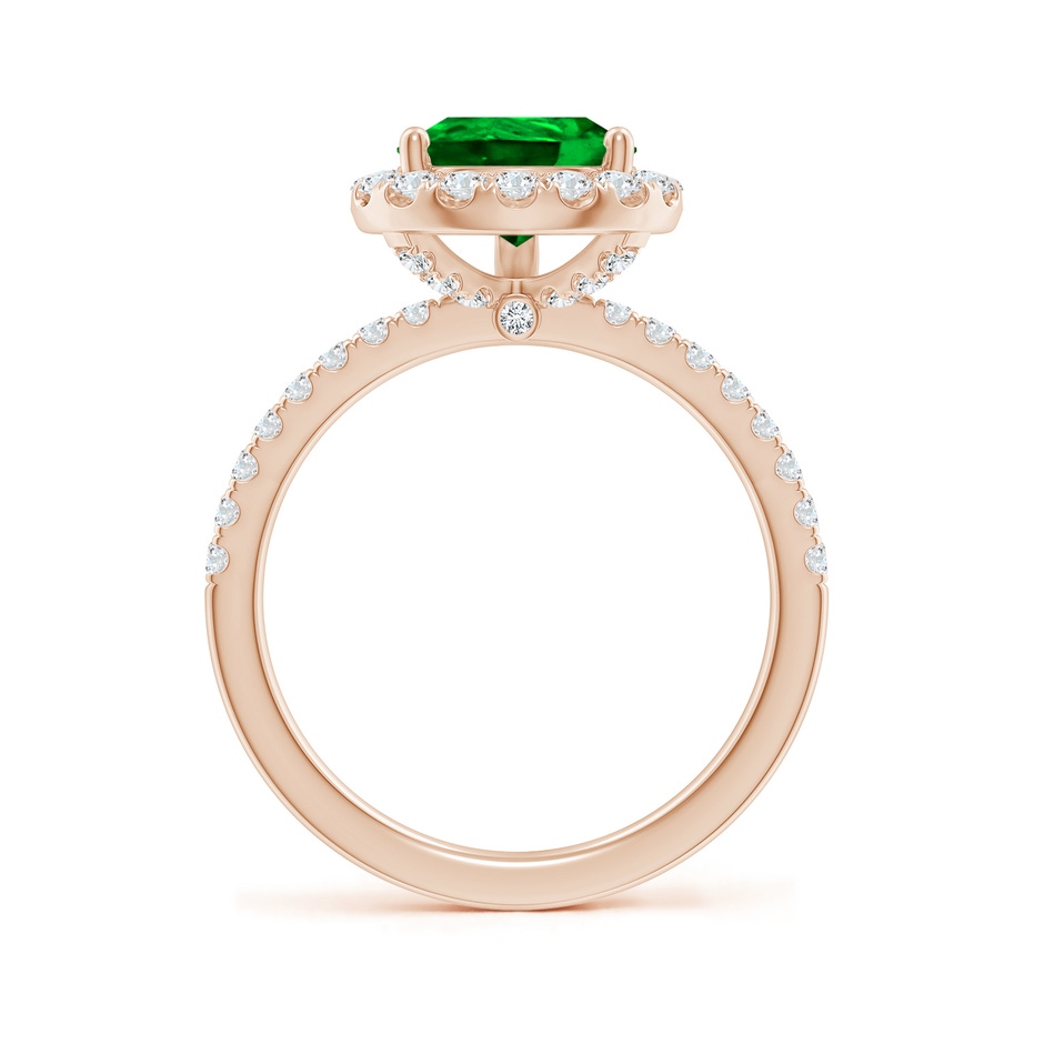 10x8mm AAAA Pear-Shaped Emerald Classic Halo Engagement Ring in Rose Gold side 199
