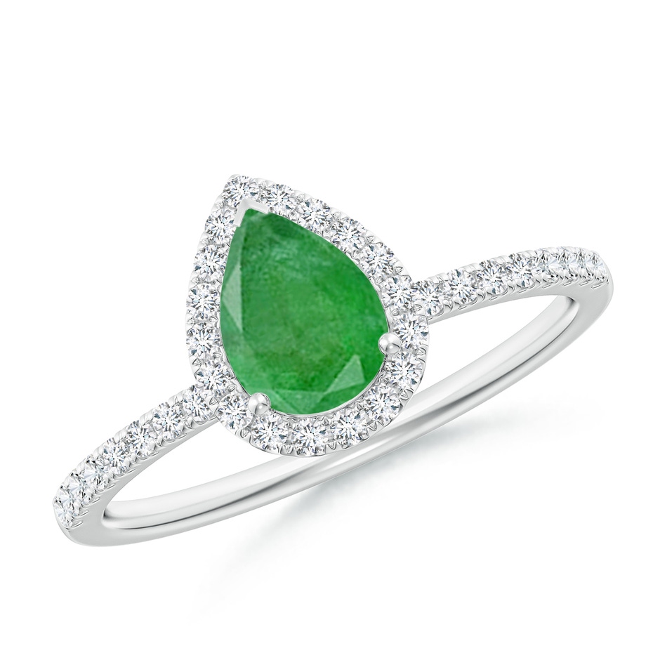 7x5mm A Pear-Shaped Emerald Classic Halo Engagement Ring in P950 Platinum 
