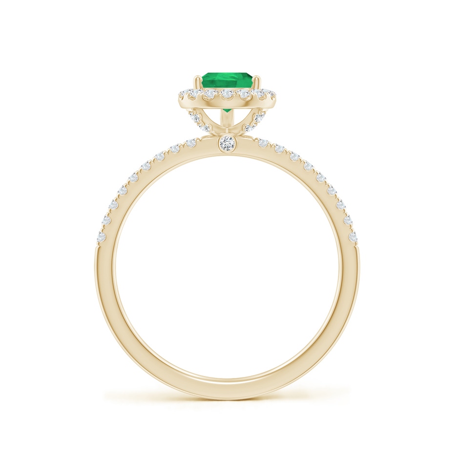 7x5mm A Pear-Shaped Emerald Classic Halo Engagement Ring in Yellow Gold side 199