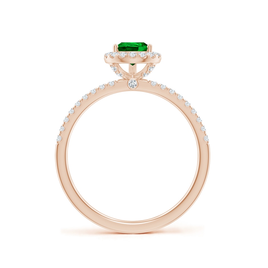 7x5mm AAAA Pear-Shaped Emerald Classic Halo Engagement Ring in Rose Gold side 199