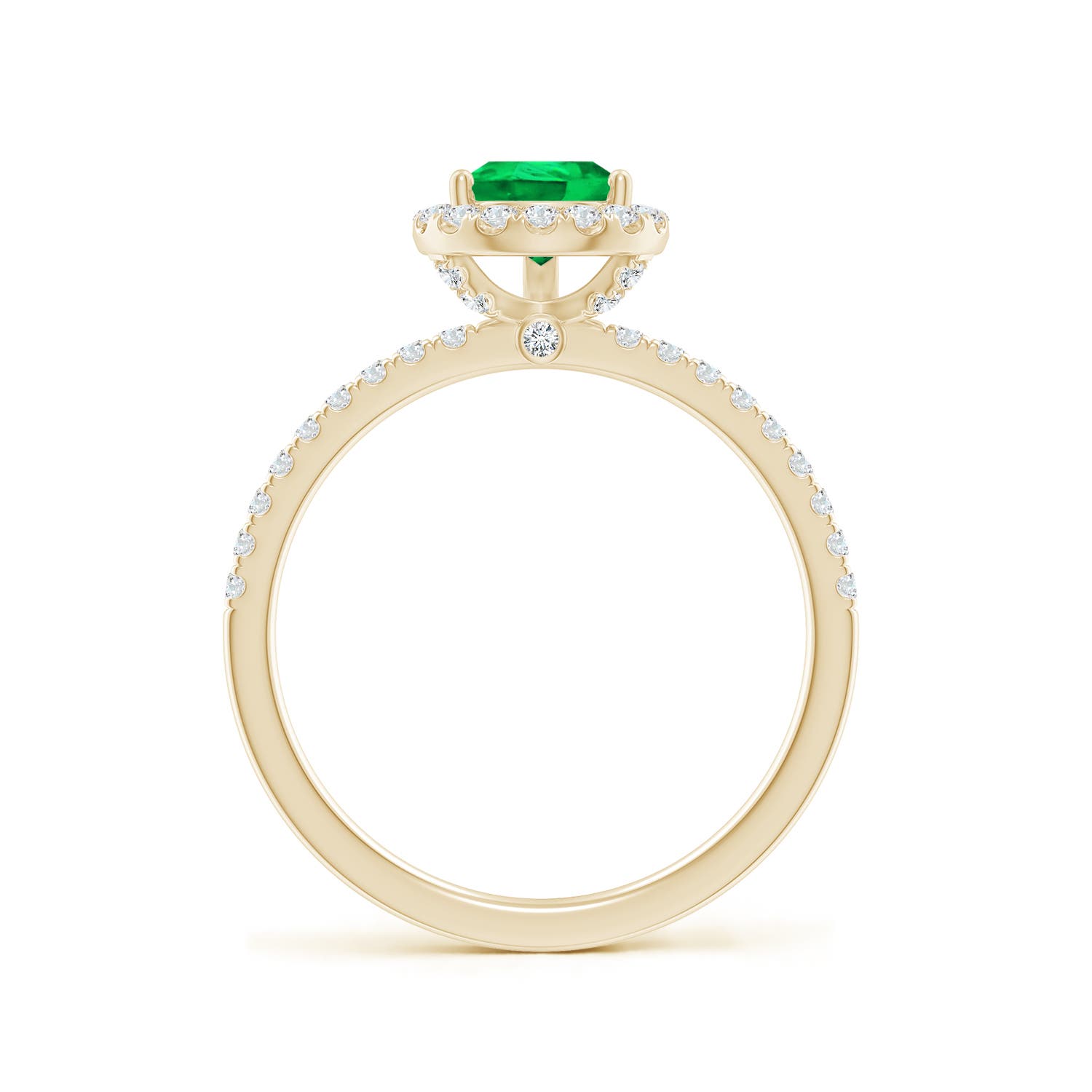 8x6mm AAA Pear-Shaped Emerald Classic Halo Engagement Ring in Yellow Gold