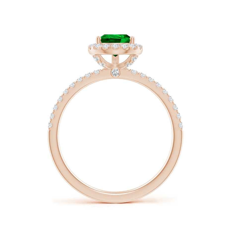 8x6mm AAAA Pear-Shaped Emerald Classic Halo Engagement Ring in Rose Gold side 199