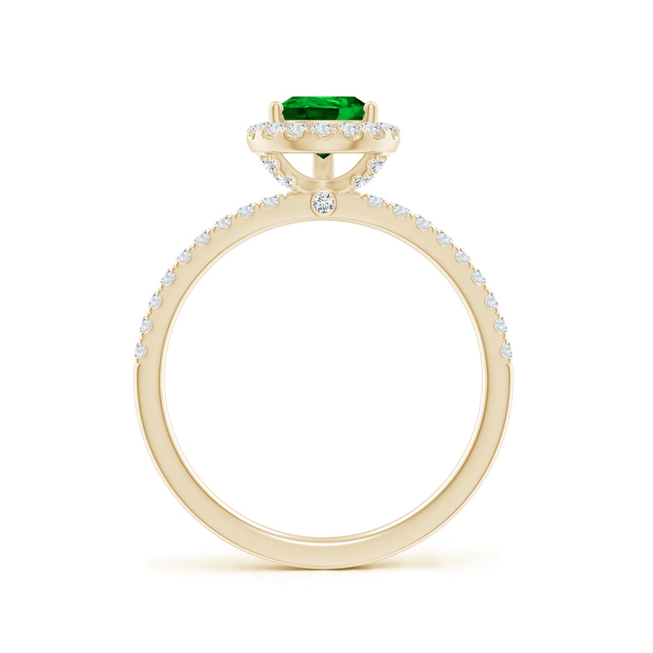 8x6mm AAAA Pear-Shaped Emerald Classic Halo Engagement Ring in Yellow Gold side 199