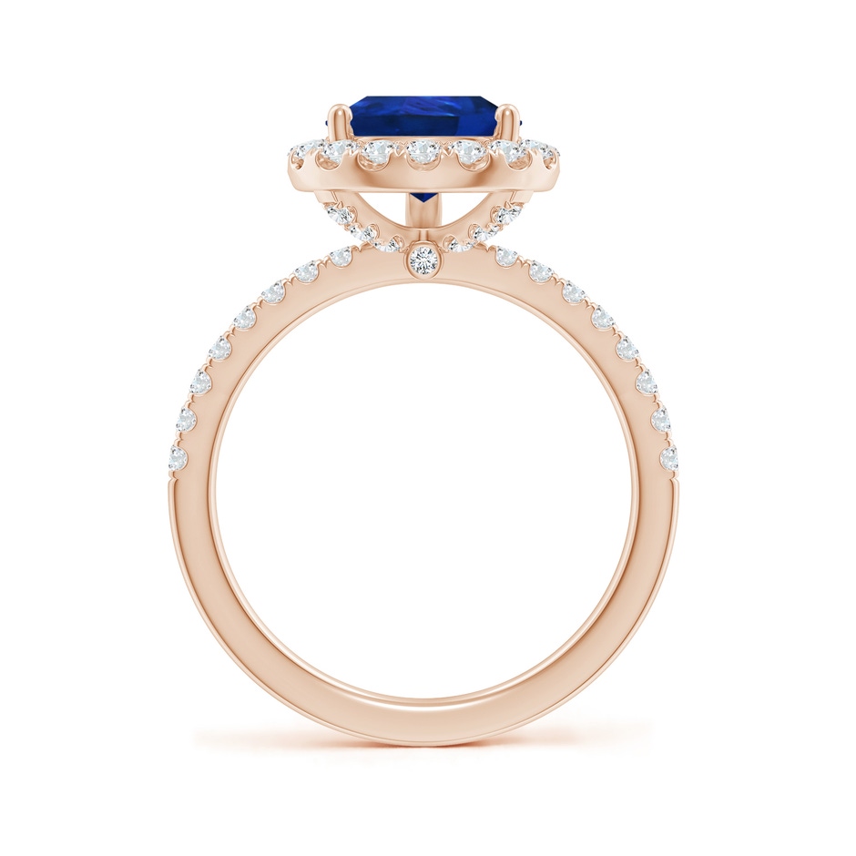 10x8mm AAA Pear-Shaped Blue Sapphire Classic Halo Engagement Ring in 18K Rose Gold side 199
