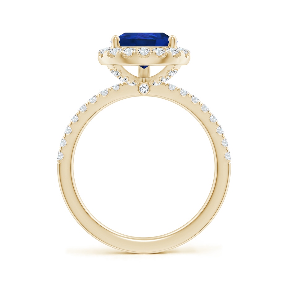 10x8mm AAA Pear-Shaped Blue Sapphire Classic Halo Engagement Ring in Yellow Gold side 199
