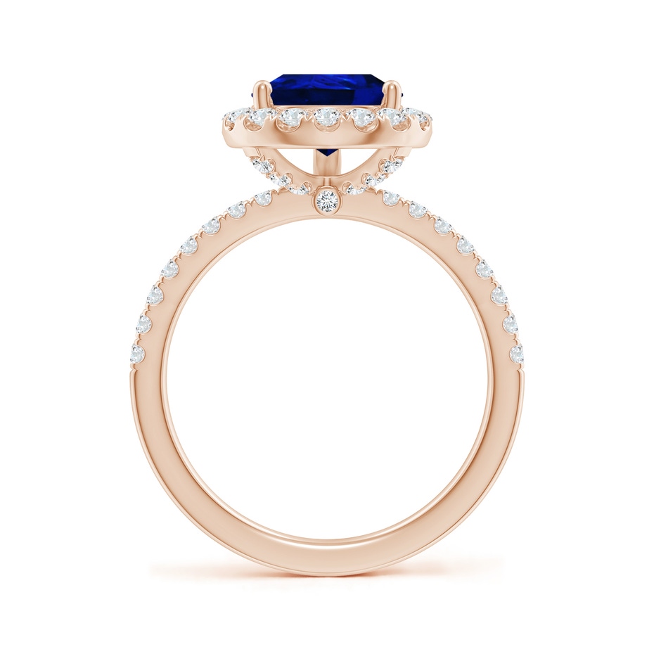 10x8mm Lab-Grown Pear-Shaped Blue Sapphire Classic Halo Engagement Ring in 18K Rose Gold side 199