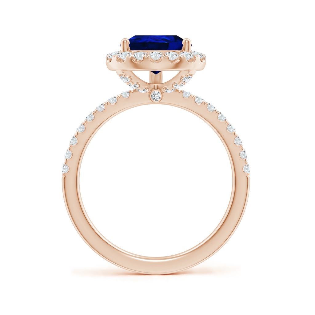 10x8mm Lab-Grown Pear-Shaped Blue Sapphire Classic Halo Engagement Ring in Rose Gold - side 199