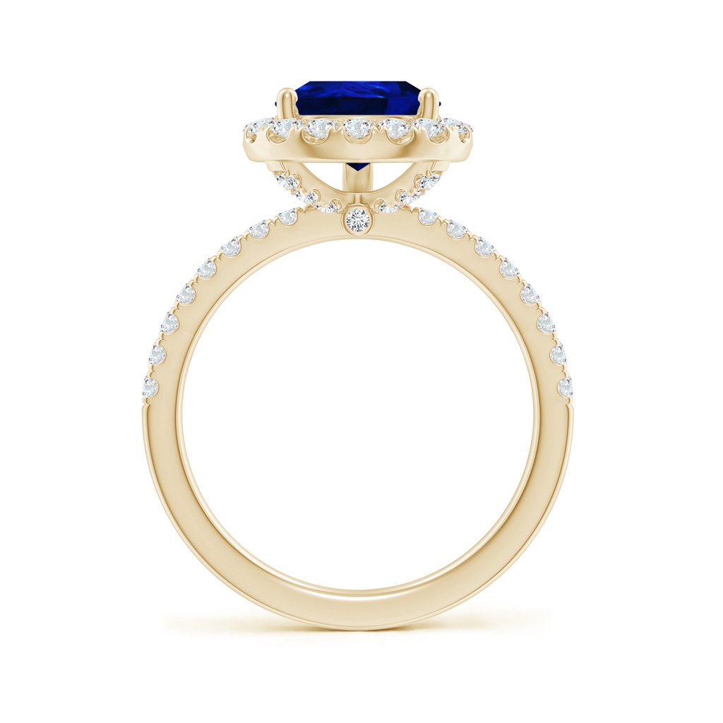 10x8mm Lab-Grown Pear-Shaped Blue Sapphire Classic Halo Engagement Ring in Yellow Gold - side 199