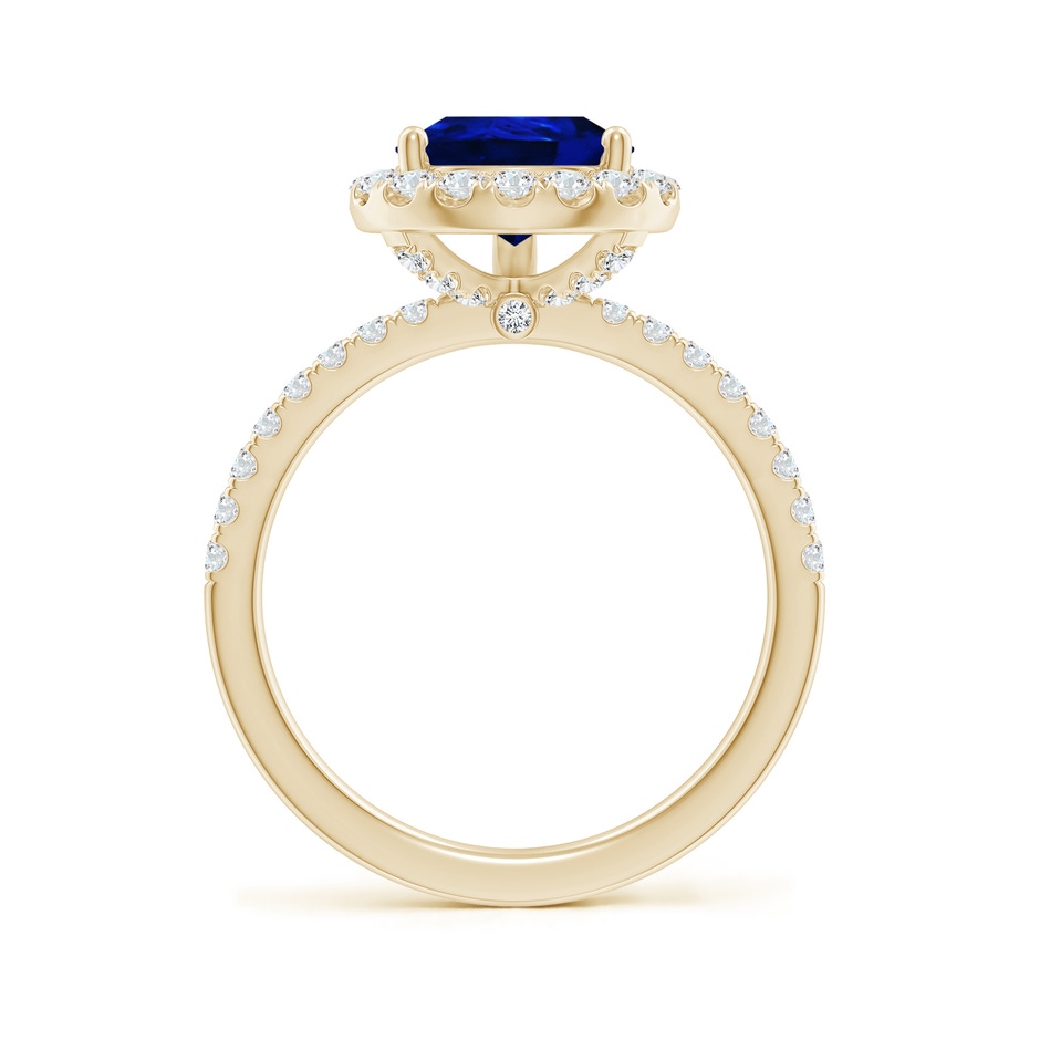 10x8mm Lab-Grown Pear-Shaped Blue Sapphire Classic Halo Engagement Ring in Yellow Gold side 199