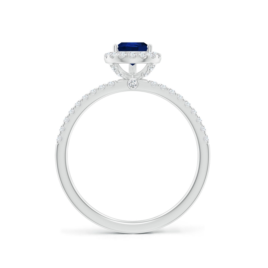 7x5mm AA Pear-Shaped Blue Sapphire Classic Halo Engagement Ring in White Gold side 199
