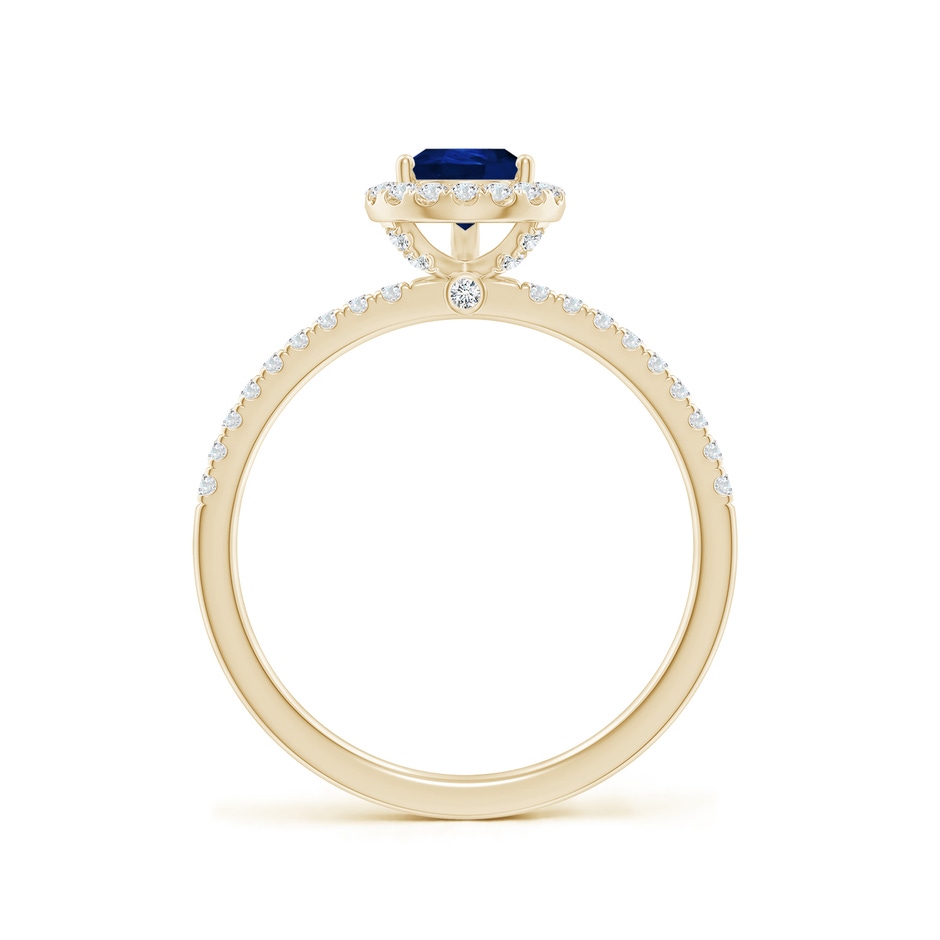 7x5mm AA Pear-Shaped Blue Sapphire Classic Halo Engagement Ring in Yellow Gold side 199