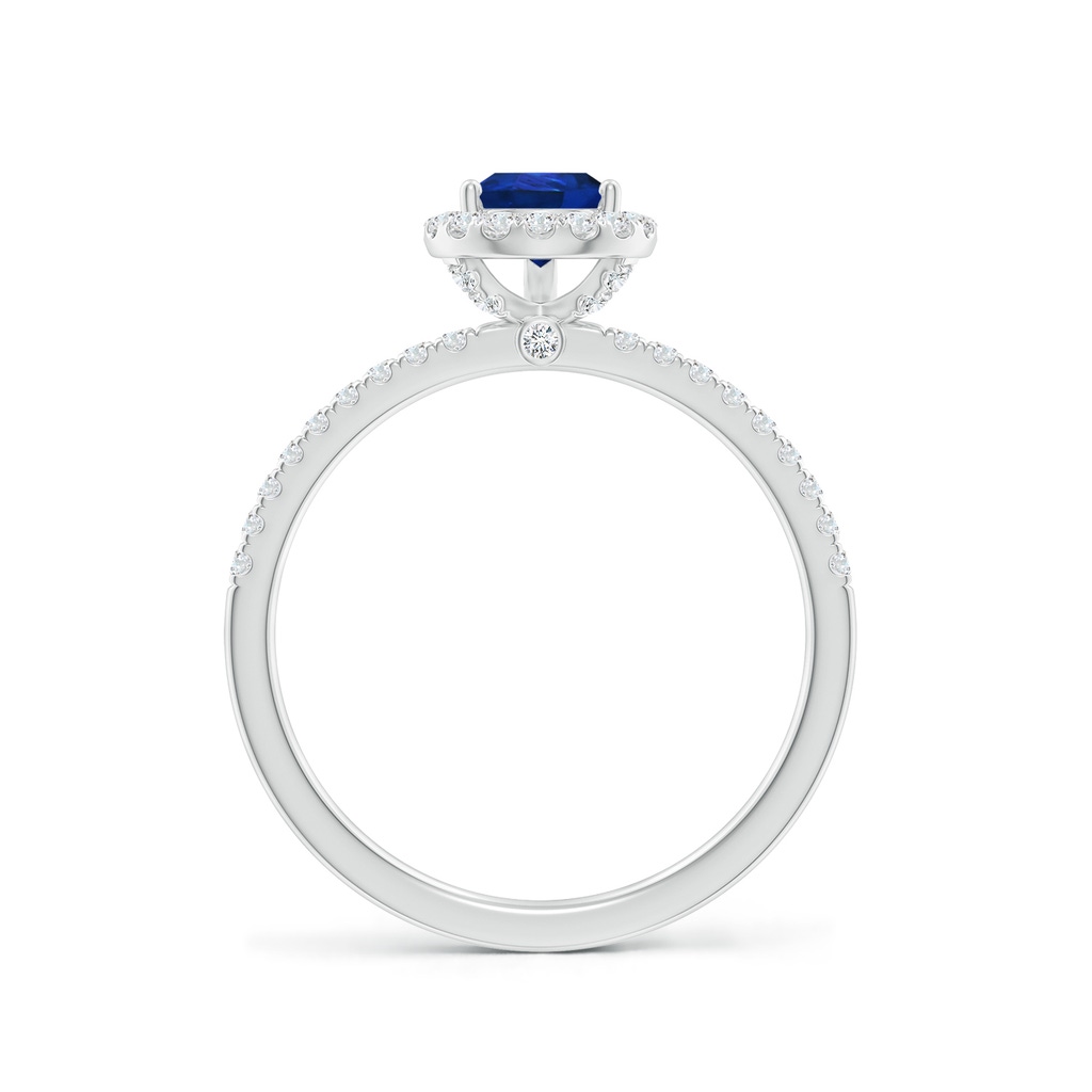 7x5mm AAA Pear-Shaped Blue Sapphire Classic Halo Engagement Ring in 18K White Gold - side 199