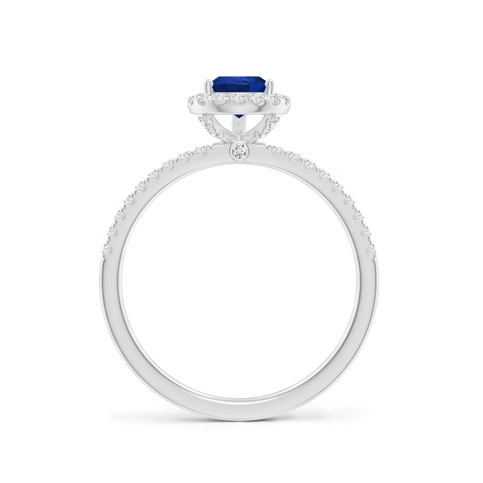 7x5mm AAA Pear-Shaped Blue Sapphire Classic Halo Engagement Ring in 18K White Gold side 199