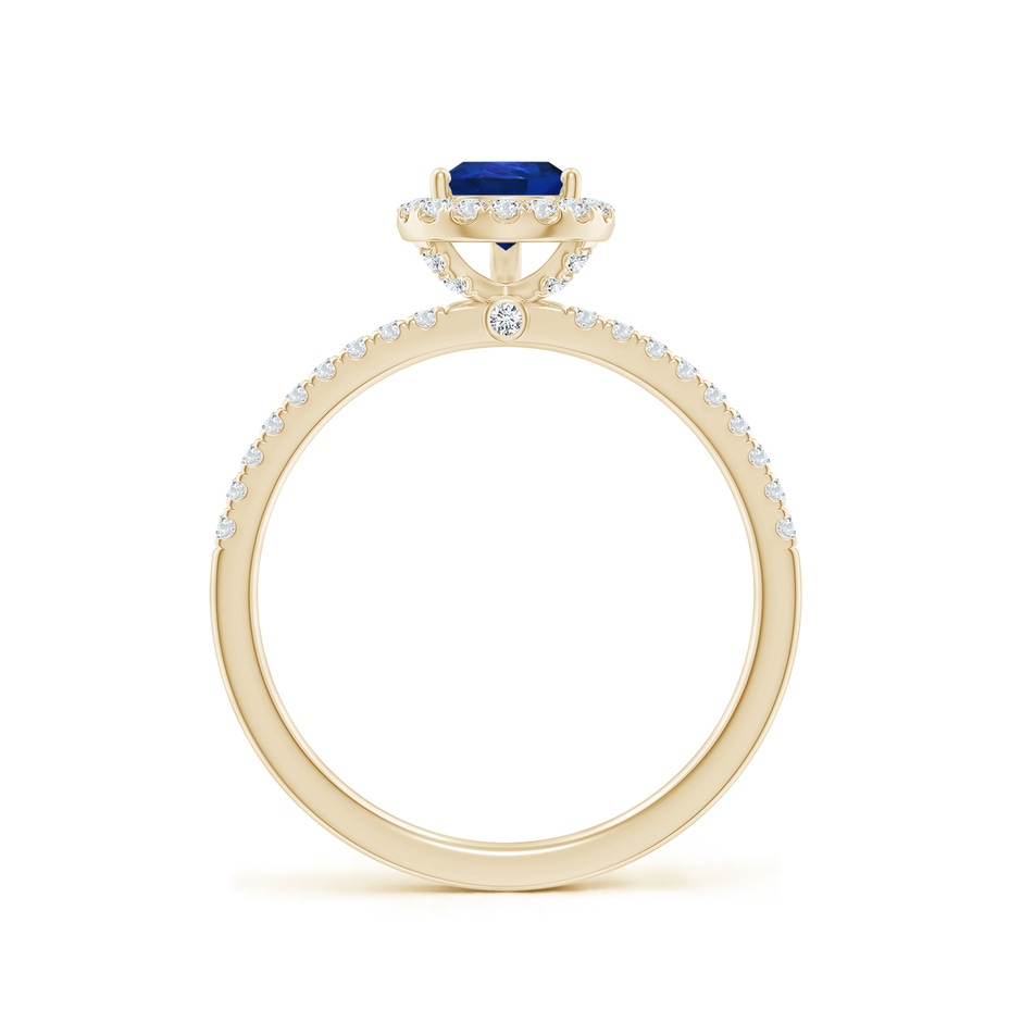 7x5mm AAA Pear-Shaped Blue Sapphire Classic Halo Engagement Ring in Yellow Gold side 199