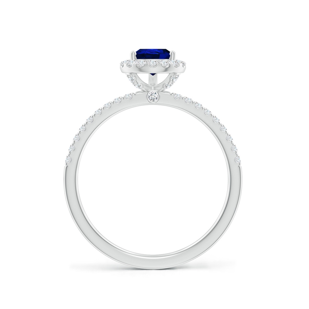 7x5mm Lab-Grown Pear-Shaped Blue Sapphire Classic Halo Engagement Ring in White Gold - side 199