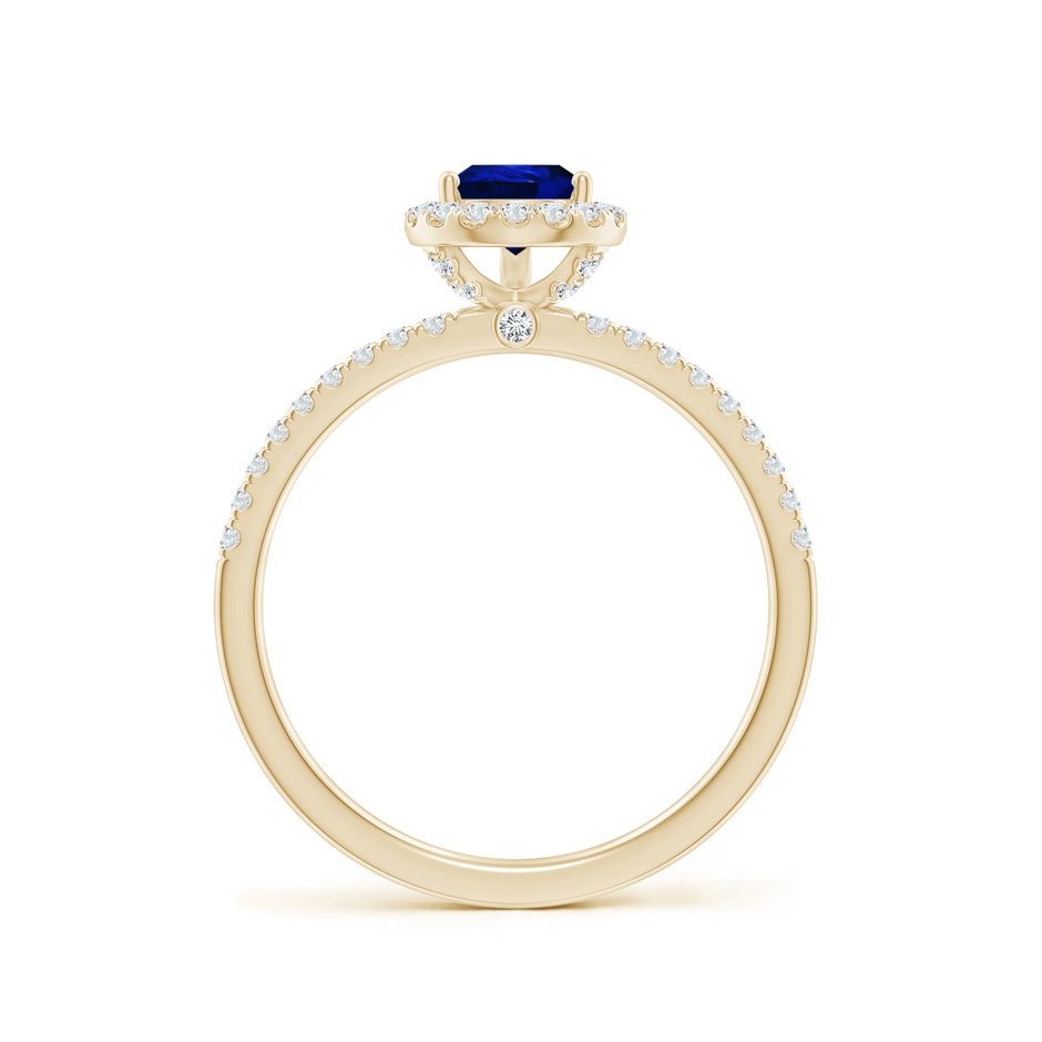 7x5mm AAAA Pear-Shaped Blue Sapphire Classic Halo Engagement Ring in Yellow Gold side 199