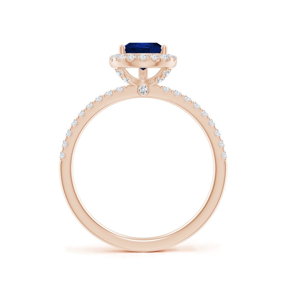8x6mm AA Pear-Shaped Blue Sapphire Classic Halo Engagement Ring in Rose Gold side 199