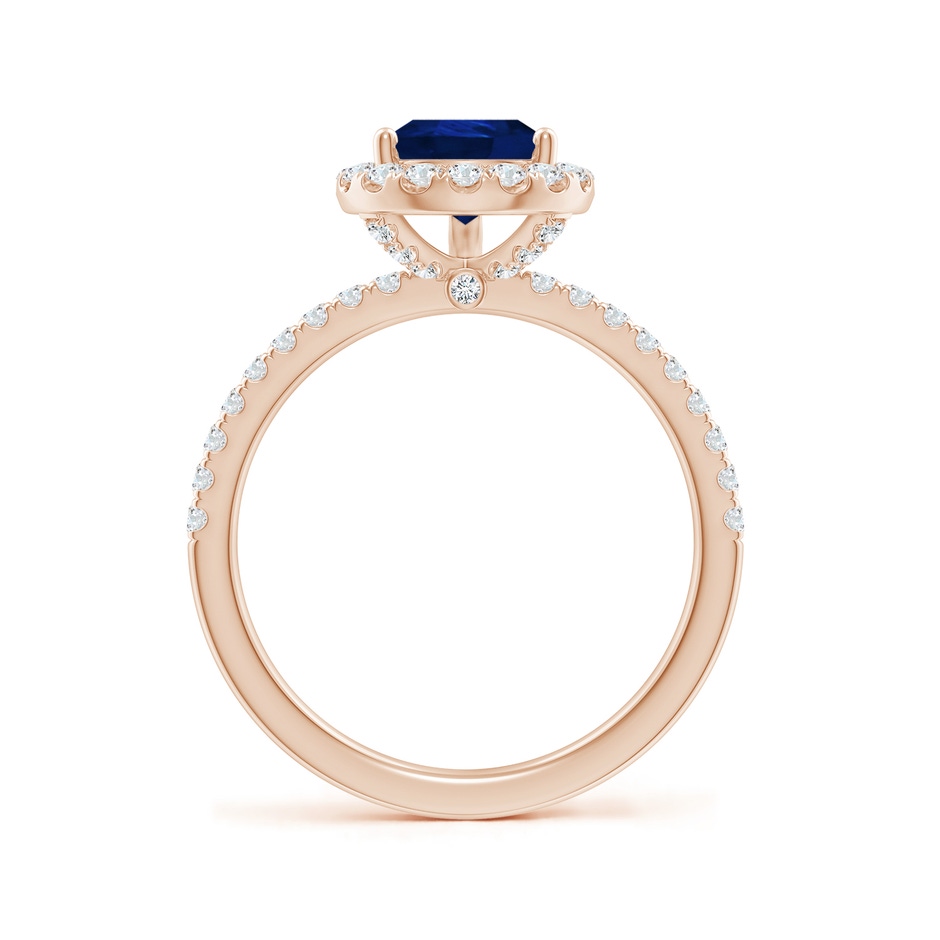 9x7mm AA Pear-Shaped Blue Sapphire Classic Halo Engagement Ring in Rose Gold side 199